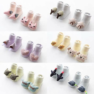 Set 2 Đôi tất cổ cao hình thú chống trượt hàng cao cấp cho bé- Giao màu ngẫu nhiên