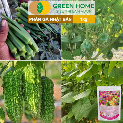 Phân Gà Greenhome, Bao 1kg, Nhập Khẩu Nhật, Viên Nén, Hữu Cơ Bón Rau, Quả