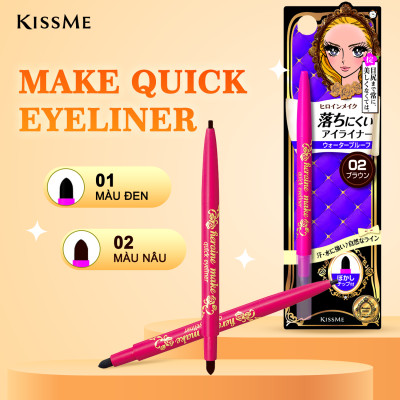 Bút Chì Sáp Kẻ Mí Mắt Không Trôi Nét Vẽ Tự Nhiên Dạng Xoay Kissme Heroine Make Quick Eyeliner (02 Màu)