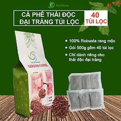 Cà phê thải độc đại tràng rang mộc gói 500g gồm 40 túi lọc tiện dụng