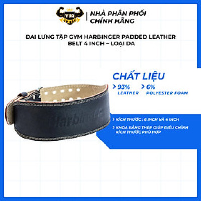 Đai Lưng Tập Gym Harbinger Padded Leather Belt 4 Inch – Loại Da