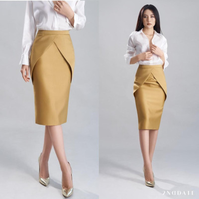 Chân váy bút chì với chi tiết vạt đáp chéo SK017M