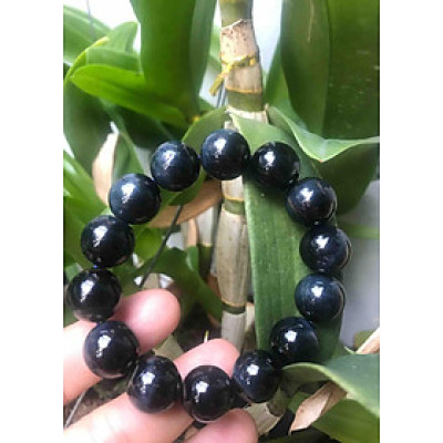 VÒNG 14MM MỚI ĐÁ THIÊN NHIÊN MÀU XANH XANH ĐEN 14LY NAM MỆNH THỦY MỘC ĐEO 14 HẠT VÔ CUNG NAM ĐEO TỐT ĐẸP