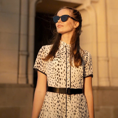 Đầm Midi Sơ Mi Hạ Viên. Đầm Sơ Mi Dài, Đầm Sơ Mi Chấm Bi Dre238 Thời trang thiết kế Hity