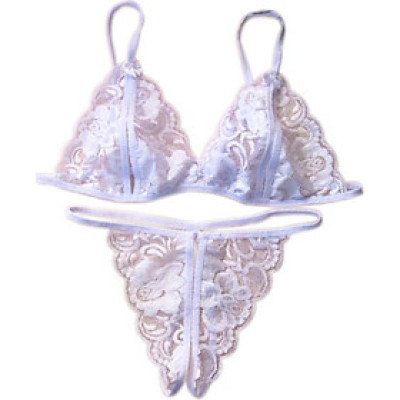 Bộ đồ lót ren lọt khe 2 mảnh - Màu trắng