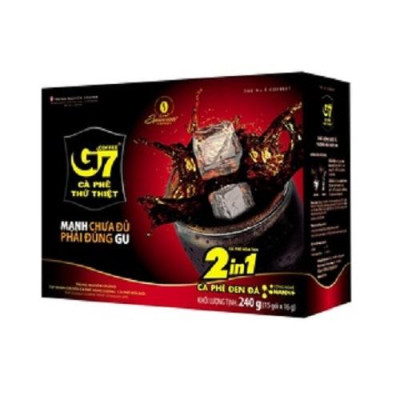 Combo 2 Hộp Cà Phê Hòa Tan Đen G7 2in1 - Hộp 15 gói - Trung Nguyên Legend (Gu mạnh, có đường)