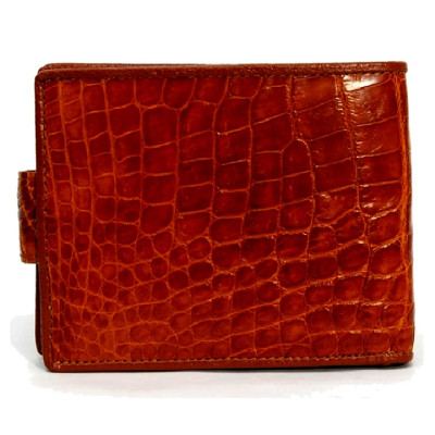 HJ2218 - Bóp nam Huy Hoàng da cá sấu nút bấm màu vàng