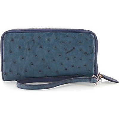 Ví Nữ Da Đà Điểu 2 Khóa Huy Hoàng HT3447 (11 x 22 cm) - Xanh Đậm