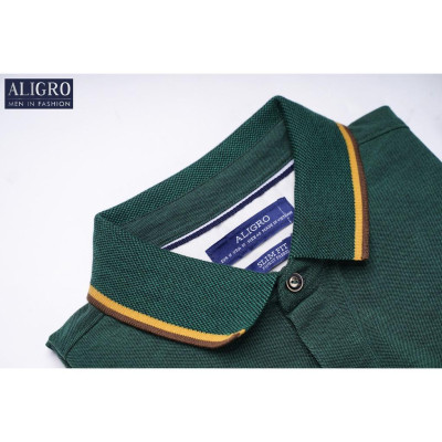 Áo Polo Nam ALIGRO Cộc tay Trơn Chất liệu CVC Form dáng SlimFit ôm vừa vặn màu Xanh Đậm ALGPLO54