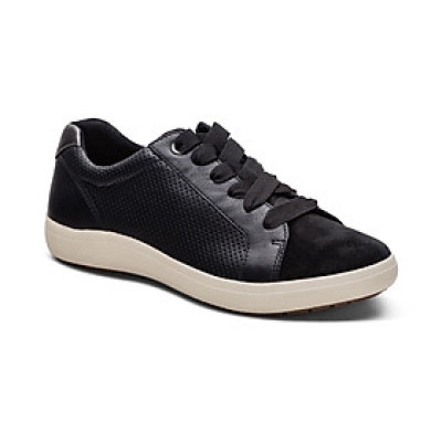 Giày thể thao sức khoẻ nữ Aetrex Courtney Black - Sneaker da đế đệm