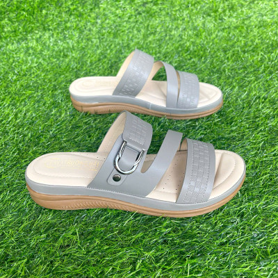 Dép nữ thời trang đế bằng 4cm Trường Hải 2 màu đen,xám DN155