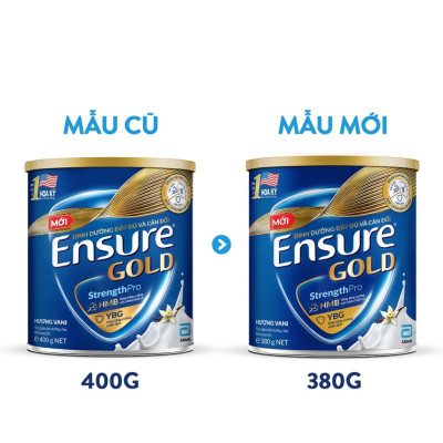 Sữa Bột Ensure Gold Abbott Hương Vani Truyền Thống (HMB) 400g/380g Giúp Tăng Cường Miễn Dịch & Sức Khỏe Khối Cơ