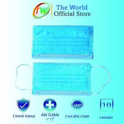 [ Gói 10 cái ] Khẩu trang y tế 3 lớp The World kháng khuẩn, bụi mịn chất lượng - Hàng Chính Hãng The World