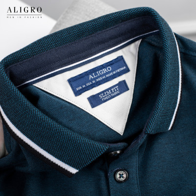 Áo polo nam cộc tay trơn màu xanh đen aligro ALGPLO39