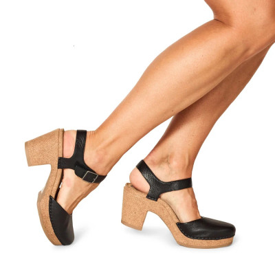 Giày sandal sức khỏe nữ Aetrex Finley Black - Giày cao gót đệm da êm, nhẹ