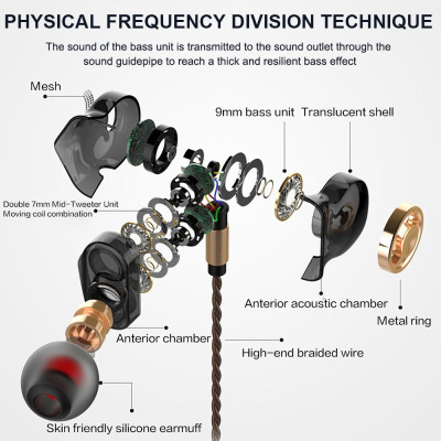 Tai nghe có dây 3,5 mm Âm thanh trầm  Tai nghe điều khiển trong dòng với Mic