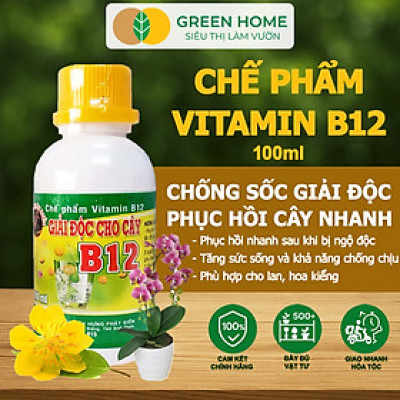 Chế Phẩm Vitamin B12 Greenhome, Chai 100ml, Chống Sốc, Phục Hồi Giải Độc Cho Lan, Cây Cảnh Khi Bị Bón Phân Quá Liều