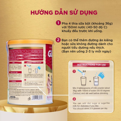 Sữa tiểu đường COMBO MUA 4 TẶNG 2 GLUZETRA GOLD hơn 20 loại hạt với sữa non nhập khẩu từ Mỹ giàu dinh dưỡng 400g/lon