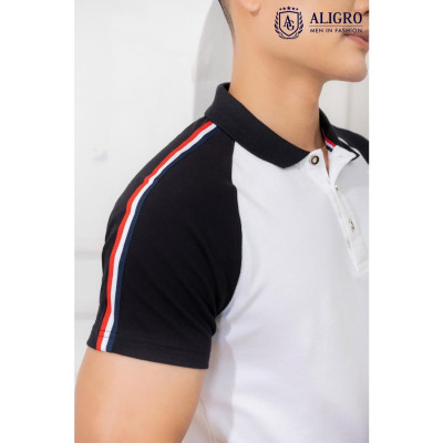 Áo polo cộc tay nam Aligro cổ bẻ màu trắng ALGPLO50