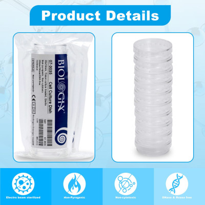 10 chiếc Đĩa nuôi cấy tế bào, tiệt trùng (Cell Culture Dishes)nhập khẩu chính Hãng Biologix-USA