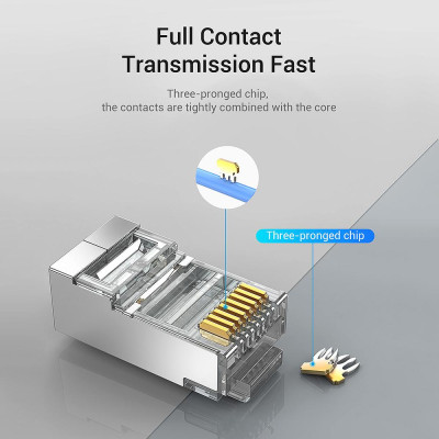 Đầu nối mạng Vention IDER0-50 Cat.7 RJ45 Đầu cắm mô-đun cố định Thiết kế đuôi kẹp Vật liệu PC Cat.7 FTP 50 miếng