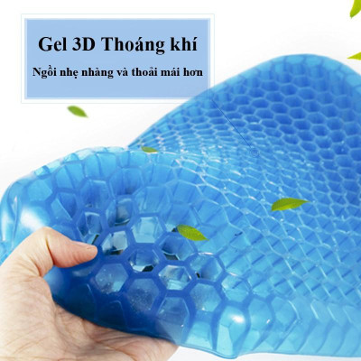 Đệm Ngồi Chống Mỏi 3D 2 Lớp Thoáng Khí - Chống Đau Mỏi Lưng - Đệm Gel Tổ Ong Đàn Hồi Lót Ghế, Mẫu Mới 2022