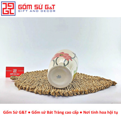 Lọ hoa dáng bom men cát vẽ sen cầm Gốm Sứ G&T