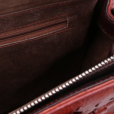 Túi Xách Da Đà Điểu Huy Hoàng HT6402 (32 x 25 cm) - Nâu Đỏ