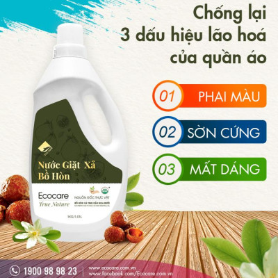 Nước giặt xả hữu cơ Bồ Hòn Ecocare tinh dầu Hoa Bưởi  4000ml