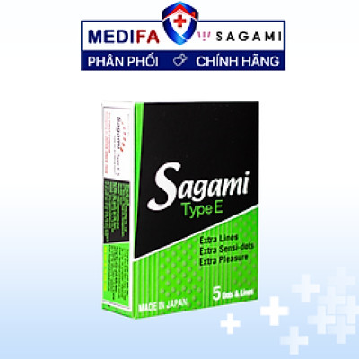 Bao cao su Sagami Type E gân gai thiết kế một lần thắt, Hộp 5 cái