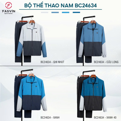 Bộ quần áo gió nam 2 lớp FASVIN BC24634.HN vải thể thao cao cấp lót vải thun hàng chính hãng