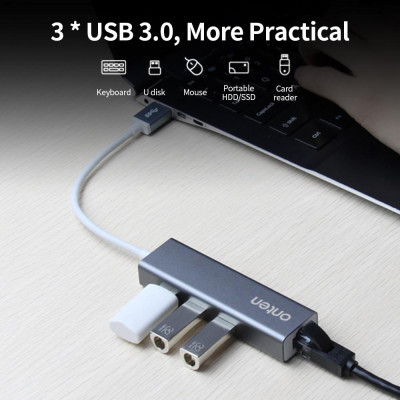 Bộ chuyển đổi USB 3.0 sang Ethernet Converter Driver Miễn phí / Truyền tốc độ cao / Hỗ trợ 10/100 / 1000Mbps