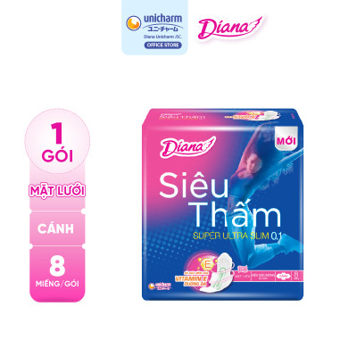 Combo 6 Băng Vệ Sinh Diana Siêu Thấm Siêu Mỏng 0.1 (Gói 8 Miếng)