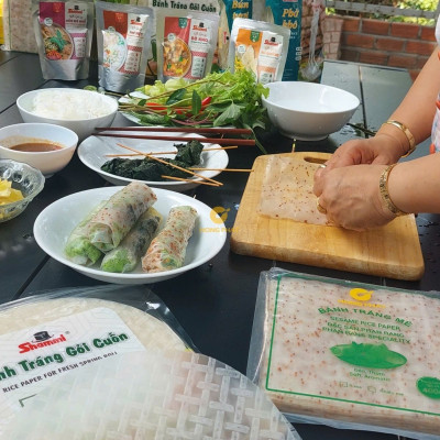 [LOẠI VUÔNG] Bánh tráng gỏi cuốn Shammi vuông size 22cm túi 400g (Bánh tráng xuất khẩu có túi zip)