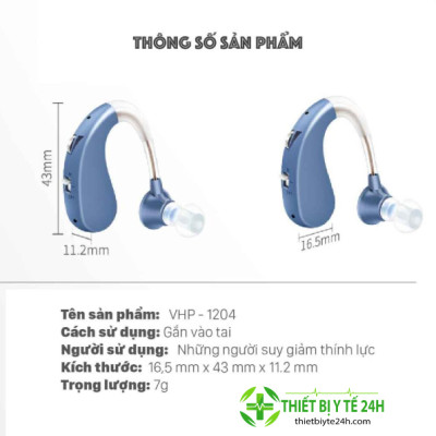 Máy Trợ Thính Cho Người Già VHP1204 - Tai Nghe Trợ Thính Không Dây, Máy Trợ Thính Đeo Vành Tai, Khuếch Đại Âm Thanh Lớn