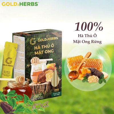 Hàng chính hãng - Hà thủ ô ngâm mật ong rừng GoldzHerbs, 100% mật ong nguyên chất – Hũ 300g/ Hộp 15 gói x 10g