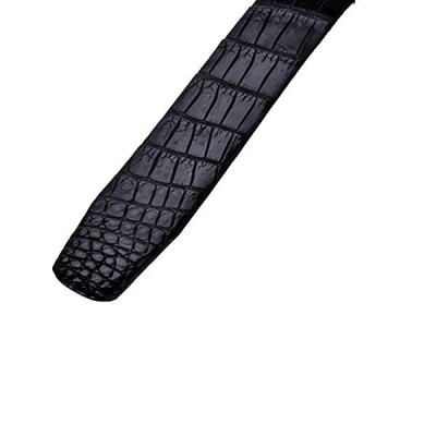 HC4835 - Dây nịt nam da cá sấu Huy Hoàng gai đuôi 4P đầu kim màu đen