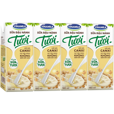 Thùng Sữa đậu nành Tươi Vinamilk 180ml - 48 hộp/Thùng