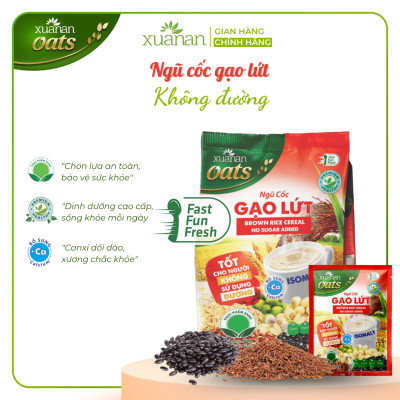 Ngũ Cốc Gạo Lứt No Sugar Xuân An [đường ăn kiêng] Túi 400G {25g*16 gói}(Tặng Kèm 1 Túi Yến Mạch 150G)