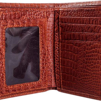 Ví Nam Vân Cá Sấu Kiểu Đứng Huy Hoàng HT2121 (12.5 x 10 cm) - Nâu