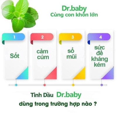 Tinh Dầu Húng Chanh Dr.baby - Phòng bé có dấu hiệu sốt, cảm cúm, ho, sổ mũi 30ml