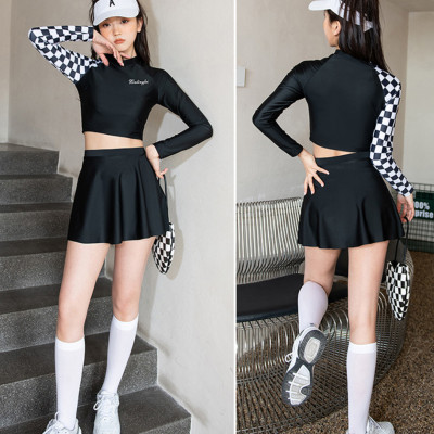 Bộ đồ bơi bikini kín đáo nữ hai mảnh đi tắm biển áo dài tay kèm váy - B34