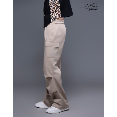 Quần nam kaki be túi hộp xếp ly