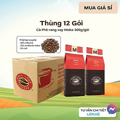 Moka Blend Thùng 12 gói Cà phê Rang xay Moka Highlands Coffee 200g