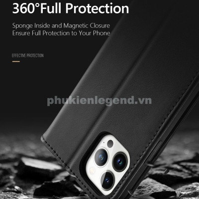 Bao da dành cho iPhone 16 Pro, iPhone 16 Pro Max hiệu Dux Ducis Hivo Series kiểu dáng thời trang cao cấp, dạng ví đưng tiền, đựng thẻ ATM, chống bụi bẩn chống va đập , chống vân tay - hàng chính hãng