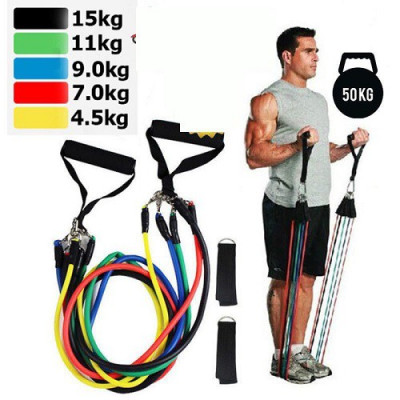 Dây Ngũ Sắc Tập Gym, Bộ 5 Dây Đàn Hồi Kháng Lực Tập Full Body, Dụng Cụ Tập Thể Hình Tại Nhà Đa Năng