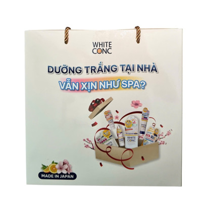 Combo White ConC Dưỡng Trắng Da (Sữa Tắm Trắng Da 360ml + Kem Dưỡng Trắng Da Toàn Thân 200g + Bông Tắm)