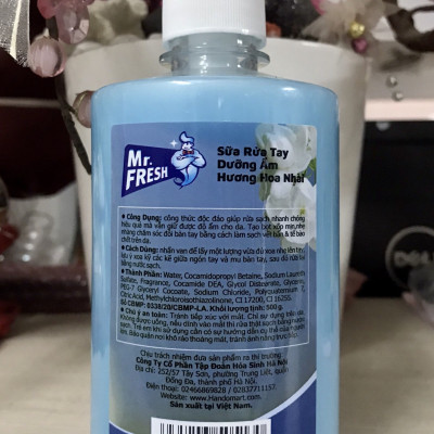 Nước rửa tay khử mùi Mr.Fresh 500ml hương Nhài