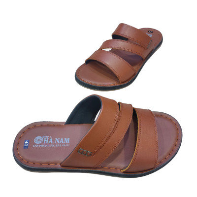 Dép Nam Quai Ngang Da Bò Thật TITI ĐÔ Cao Cấp DNA2155d