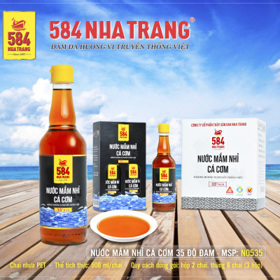 Thùng 6 Chai Nước mắm Nhỉ Cá cơm 584 Nha Trang - 35 độ đạm - Chai Nhựa 500ml